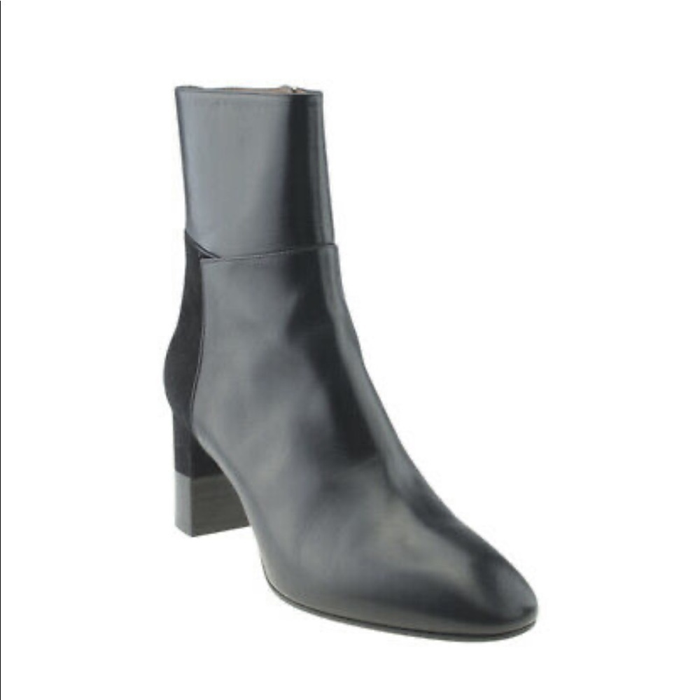 Aquatalia L0738 Emery Black Leather & Suede Mid - Calves Boots, Size 8 1/2